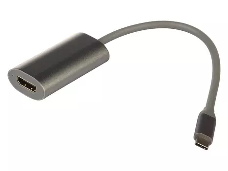 Адаптер QUMO CH Type-C to HDMI, Поддержка 4K/30Hz, Серый HB-0001