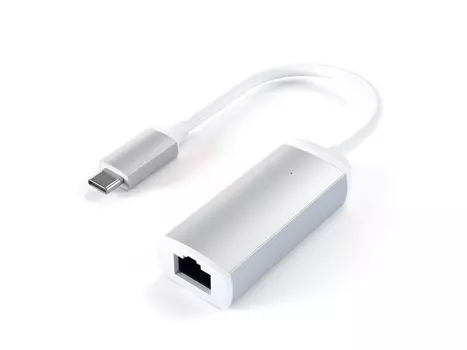 Переходник (Сетевой адаптер) Satechi Type-C to RJ-45, 10/100/1000Mbps Ethernet (1Gb), Серебристый ST-TCENS
