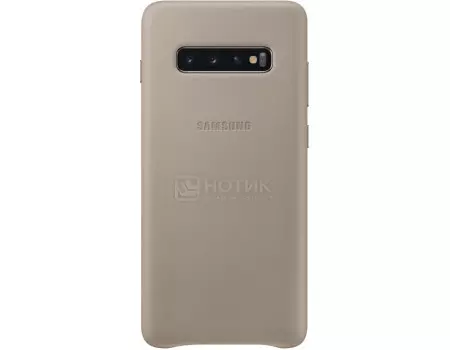 Чехол-накладка Samsung Leather Cover для смартфона Samsung Galaxy S10+ , Кожа, Gray, Серый, EF-VG975LJEGRU