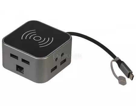Док-станция Qumo Dock 3 CH Type-C (2xUSB 3.0, 3xUSB 2.0, USB Type-C, 2xMiniJack, HDMI, SD, micro-SD, RJ-45), Серый HB-0004
