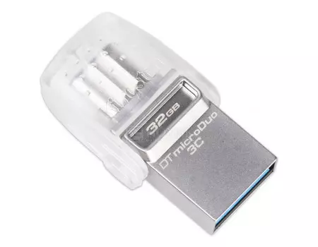 Флешка Kingston 32Gb DataTraveler microDuo 3C, USB 3.0 - USB Type-C DTDUO3C/32GB, Серебристый