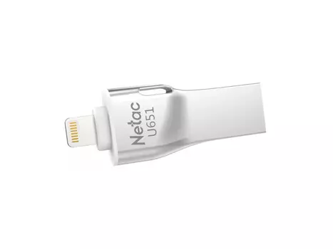 Флешка Netac U651, 32Gb, USB 3.0/Lightning port, Серебристый NT03U651L-032G-30SL