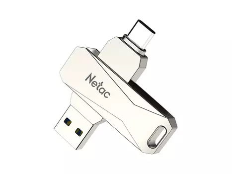 Флешка Netac U782C, 32Gb, USB 3.0/USB Type-C, Серебристый NT03U782C-032G-30PN