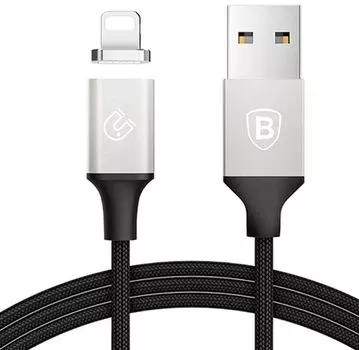 Кабель Baseus Magnetic, USB - Lightning port Baseus, 1,2м, Черный/Серебристый CALNP-S1