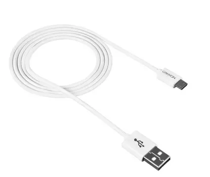 Кабель Canyon, USB - microUSB, 1м, Белый CNE-USBM1W