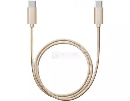 Кабель Deppa 72247, USB Type-C - USB Type-C, алюминий/нейлон, 3A, 1,2м, Золотистый