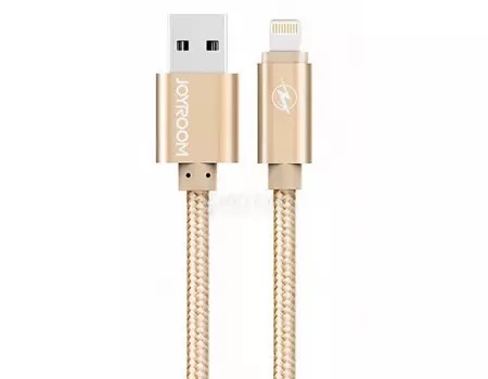 Кабель JOYROOM, USB - Lightning 8-pin, 1.2м, Fabric Series, Золотистый JR-RS804