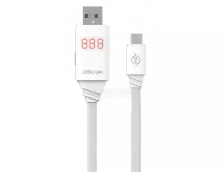 Кабель JOYROOM, USB - microUSB, 1м, LED SCREEN, Белый JR-ZS200m White