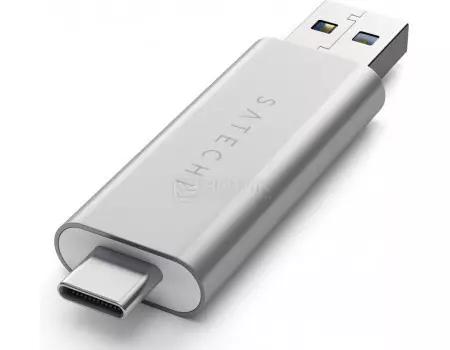 Картридер Satechi Aluminum USB Type-C/USB 3.0 to MicroSD/SD Card Reader, Серебристый ST-TCCRAS