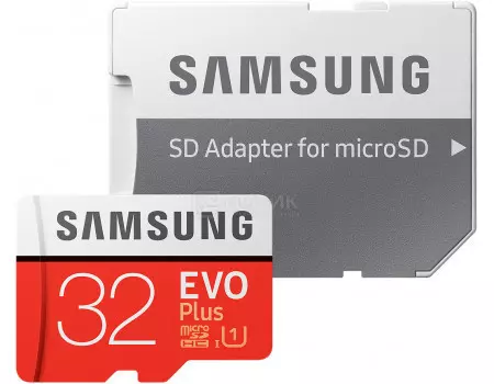 Карта памяти Samsung microSDHC 32GB EVO PLUS microSDHC Class 10 UHS-I, U1 + SD адаптер MB-MC32GA/RU