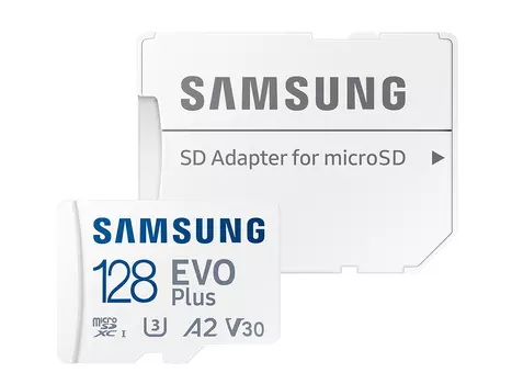 Карта памяти Samsung microSDXC 128GB EVO PLUS microSDXC Class 10 UHS-I, U3 + SD адаптер MB-MC128KA/RU