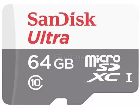 Карта памяти SanDisk Ultra 80 64GB SanDisk microSDXC Class 10 UHS-I SDSQUNS-064G-GN3MN