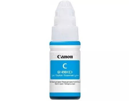 Картридж Canon GI-490C для Canon Pixma G1400/2400/3400 (70мл), Голубой 0664C001