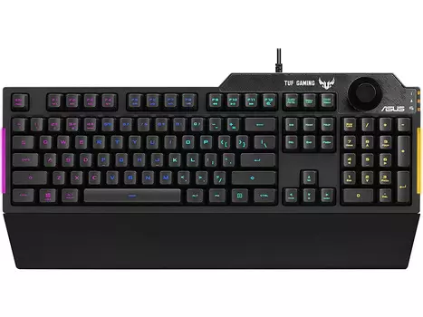 Клавиатура проводная ASUS TUF Gaming K1, USB, RGB подсветка, Черный, 90MP01X0-BKRA00