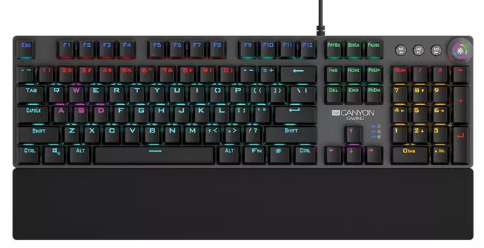 Клавиатура проводная Canyon Nightfall, USB, Черный/Серый CND-SKB7RU
