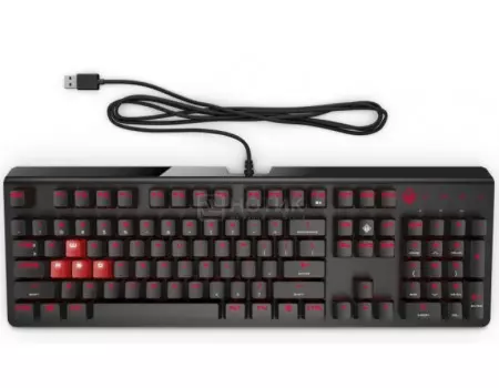 Клавиатура проводная HP Encoder Gaming BWN Keyboard, Черный\красный 6YW75AA