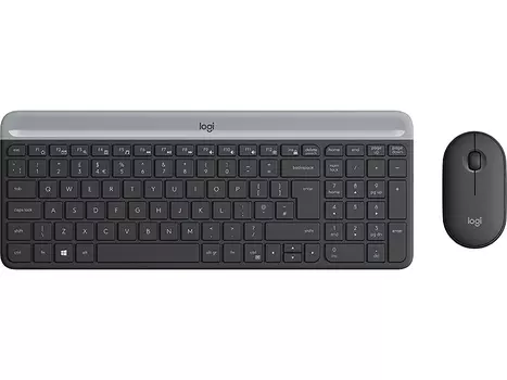 Комплект беспроводной клавиатура+мышь Logitech MK470 Slim, Wireless/USB, Черный/Серый 920-009206