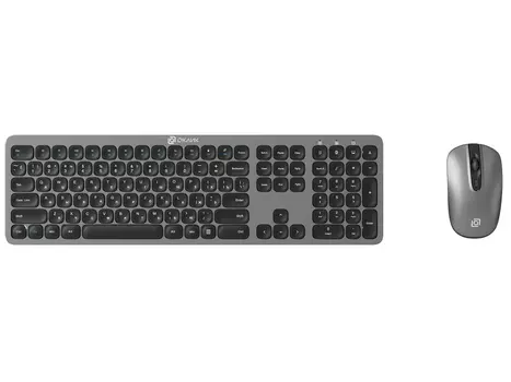 Комплект беспроводной клавиатура + мышь Oklick 300M, Wireless/USB, Серый/Черный 1488402