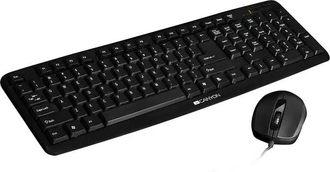 Комплект проводной клавиатура + мышь Canyon SET-1, USB, Черный CNE-CSET1-RU