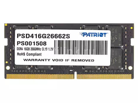 Модуль оперативной памяти PATRIOT Signature Line SO-DIMM DDR4 16ГБ PC4-21300, 2666MHz 1.2V, CL19, PSD416G26662S