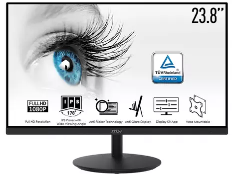 Монитор 23,8" MSI PRO MP242, FHD, IPS, HDMI, VGA, Черный 9S6-3PA1CT-055