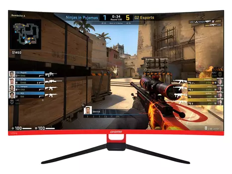 Монитор 31.5" DIGMA Gaming DM-MONG3210, FHD, VA, Curved, 2xHDMI, DP, Черный/Красный DM-MONG3210