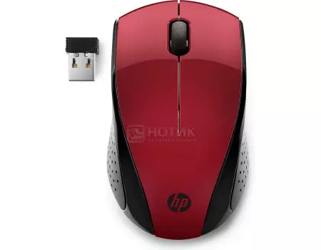 Мышь беспроводная HP Wireless Mouse 220 red, 1600dpi, Красный\черный 7KX10AA