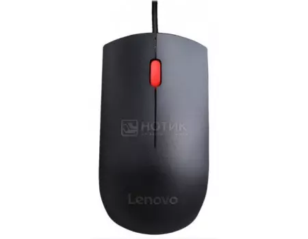 Мышь проводная Lenovo Essential USB Mouse, 1600dpi, Черный, 4Y50R20863