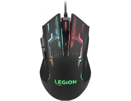 Мышь проводная Lenovo Legion M200 RGB Gaming Mouse, 2400dpi, Черный, GX30P93886