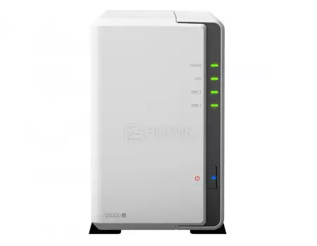 Сетевое хранилище NAS Synology DS220j DC, 512Mb, 2 HDD/SSD до SATA III, 2xUSB 3.0, LAN (1 Гбит/с), Серебристый, DS220j