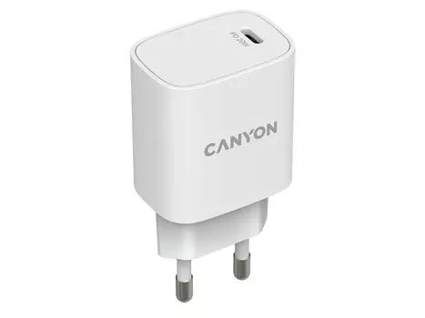 Сетевое зарядное устройство Canyon H20-02, USB Type-C, до 20Вт, Белый CNE-CHA20W02