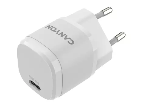 Сетевое зарядное устройство Canyon H-20-05, USB Type-C, до 20Вт, Белый CNE-CHA20W05