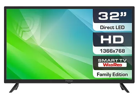 Телевизор Prestigio 32 TOP WR, LED, HD, Smart TV (Android TV), Звук (16 Вт (2x8 Вт), 3xHDMI, 2xUSB, RJ-45, Черный PTV32SS06Z_CIS_BK