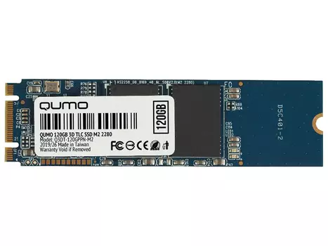 Внутренний SSD-накопитель Qumo Novation 120GB M2 2280, SATA-III, 3D TLC, Черный Q3DT-120GPPN-M2