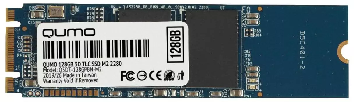 Внутренний SSD-накопитель Qumo Novation 128GB M2 2280, SATA-III, 3D TLC, Черный Q3DT-128GPBN-M2 OEM