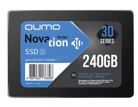 Внутренний SSD-накопитель Qumo Novation 240GB 2,5” SATA-III, 3D TLC, Черный Q3DT-240GPBN/GPPN OEM