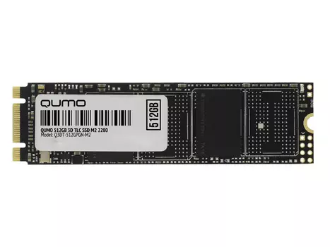 Внутренний SSD-накопитель Qumo Novation 512GB, M.2 2280, SATA-III, 3D TLC, Черный Q3DT-512GPGN-M2