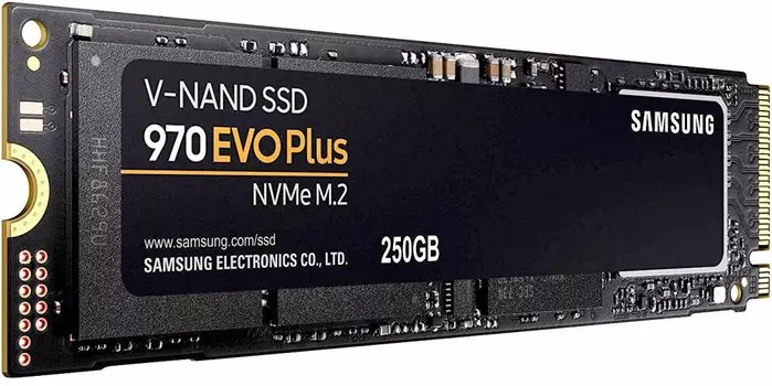 Внутренний SSD-накопитель Samsung 970 EVO Plus 250Gb, M.2 2280, PCIe Gen3 x4, NVMe 1.3, 3D MLC (TLC), Черный MZ-V7S250BW