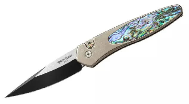 Автоматический складной нож Protech Custom Newport Automatic Knife Bronze Ti/Abalone (3" Two-Tone)