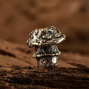 Бусина для темляка Мухоморчик, мельхиор