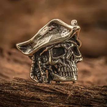 Бусина для темляка Пират в треуголке, мельхиор