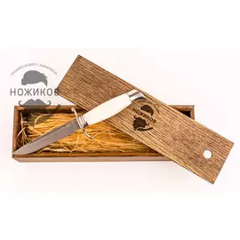 Финка НКВД с рукоятью рог в подарочной коробке из дуба