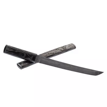 Катана Дракон 485 мм, сталь дамаск, резной граб