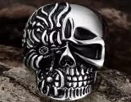 Кольцо ZIPPO, серебристое, в форме черепа, нержавеющая сталь, 2,3x3,3x0,5 см, диаметр 19,7 мм