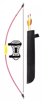 Лук детский классический красный 4,5кг, 93см (колчан, 2 стрелы, крага, мишень)