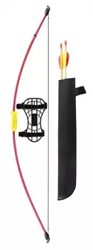 Лук детский классический красный 7кг, 112см (колчан, 2 стрелы, крага, мишень)