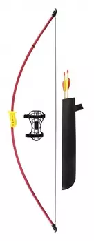 Лук детский классический красный 7кг, 130см (колчан, 2 стрелы, крага, мишень)