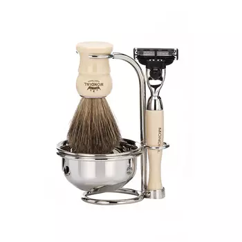 Набор для бритья Mondial M-1181 (станок, помазок, подставка и чаша), слоновая кость