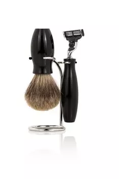 Набор бритвенный Mondial ST04MT-9 (станок, помазок, подставка), черный