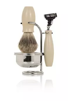 Набор бритвенный Mondial ST05MT-A (станок, помазок, чаша, подставка), бежевый